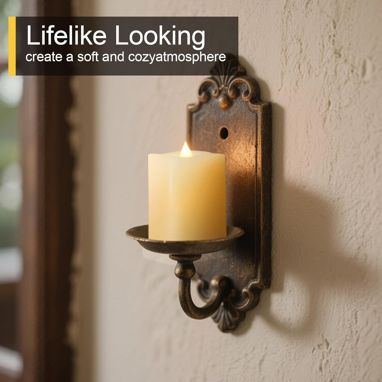 3x3 Flameless Candles with Remote Set of 2, 3 inch Battery Candles Flickering with Timer, LED Pillar Candle for Indoor/Outdoor, White