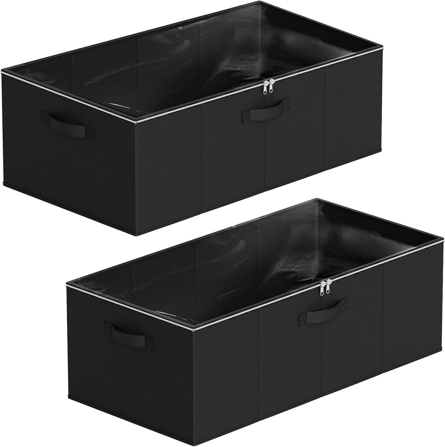 SpaceAid 2 Pack 10" High Under Bed Storage Containers, Large Underbed Storage Organizer Bins with Lids for Bedroom, Dorm, Clothes, Closet Organization, Bed Sheets and Blankets (Gray)