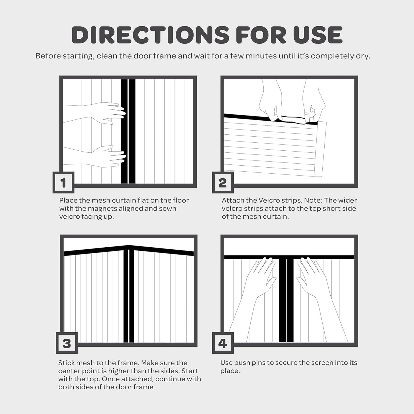 Magnetic Screen Door, Hands-Free Kid/Pet-Friendly Walk Through - Self Magnetic Closure Screen Door Mesh, Stay-Open Option with Buckles - Keeps Bugs Out Lets Breeze in, Fits Door Size (39.4" x 82.7")
