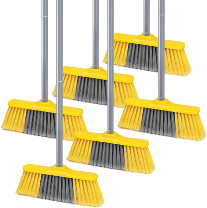 Indoor Broom for Floors 55” Soft Bristle Brooms for Sweeping Indoor/Outdoor to Clean Kitchen, Lobby, Office, Hardwood, Tile, Concrete, Patio, Deck-Yellow