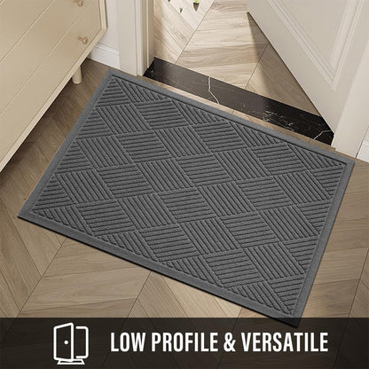 HIYARD Sturdy Front Door Mat, Absorbent Muddy Dirt Resist Welcome Door Mats Outdoor Indoor, Stain and Fade Resistant, Non-Slip Rubber Backing Low Profile Doormat for Entryway, 30×17, Beige