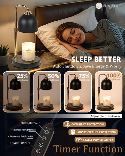 Candle Warmer Lamp Wood with Timer, Dimmable Electric Candle Lamp Warmer for Jar Candles, 2*35 Watt Bulb, Mothers Day Birthday Gifts for Women Men, Decorative Wooden Candle Lamp for Bedroom Home Decor