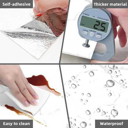 Peel and Stick Tile Shower Waterproof Marble Tiles Wall Panels, 11.8"x11.8" Self-Adhesive Backsplash Tile, 20 Pack