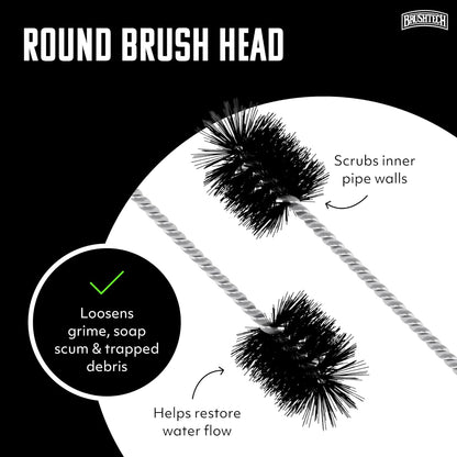 Brushtech 22" Super Flexible Drain Brush - Long Pipe Cleaning Brush for Tough Clogs, Hair, & Debris - Non-Kinking Spring for Kitchen & Hard-to-Reach Bathroom Sink Maintenance - Made in USA