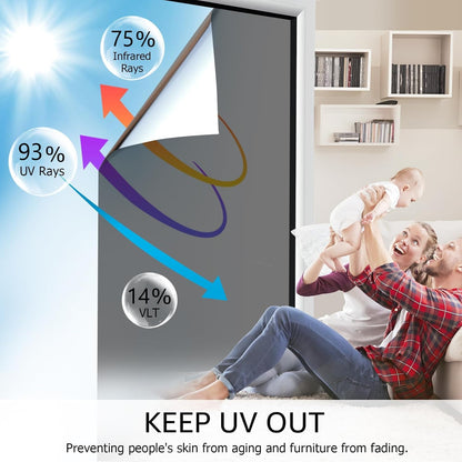 HIDBEA Frosted Window Privacy Film - Non Adhesive Static Cling Glass Stickers Sun UV Blocking Heat Control Door Covering Decals for Home Office, 23.6 x 78.7 Inch