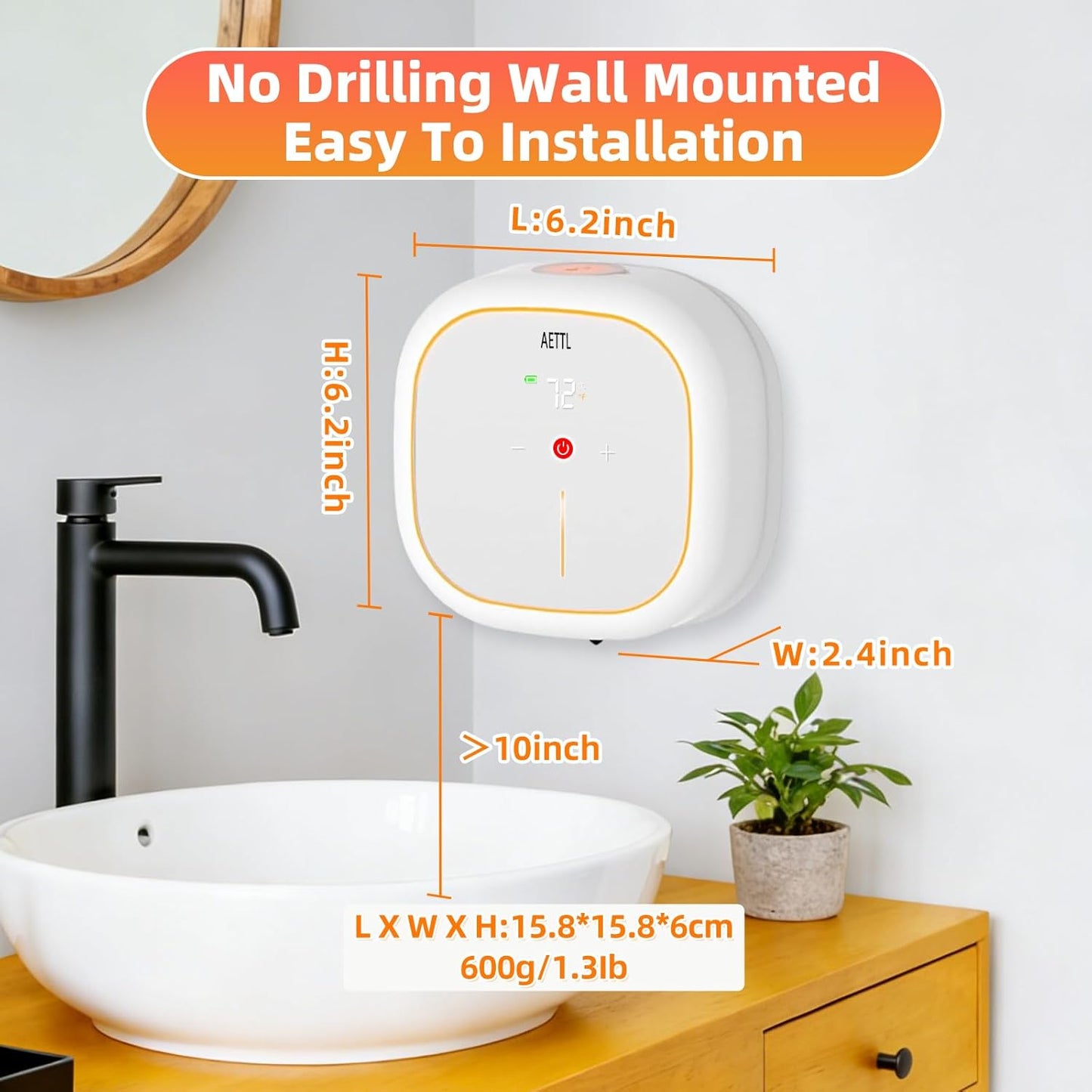 Automatic Foam Soap Dispenser Touchless Wall Mounted, USB-C Rechargeable with Smart Screen Temperature Display & Ambient Light, 7 Adjustable Levels, 16.9 oz for Kitchen Bathroom Commercial,White