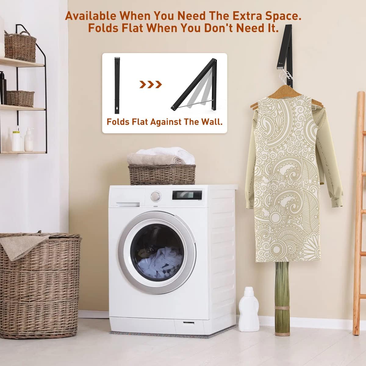 Drying Rack Wall Mounted Clothes Hanger Folding Wall Coat Racks Aluminum Home Storage Organiser Space Savers
