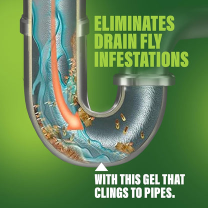 Green Gobbler Fruit Fly Killer+ - Kills Fruit Flies, Drain Flies & Sewer Flies, Gel Treatment for Use in Sinks & Pipes - Safe for Septic Systems, 32oz