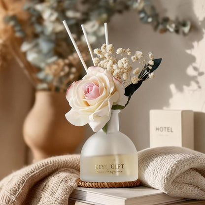 Reed Diffuser Set,4.06 oz Scent Flower Diffuser with 6 Sticks,Home Fragrance,Reed Diffuser for Bathroom Shelf Decor (Jasmine Rose)