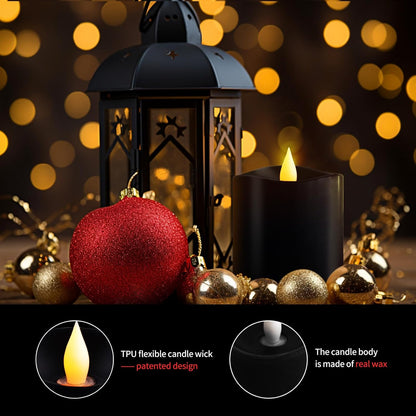 3x3 Flickering Flameless Candles Set of 2, 2AA Battery Life 600 Hours Battery Candles Flickering with Timer,3 inch Flameless Candles with Remote for Indoor/Outdoor, Ivory