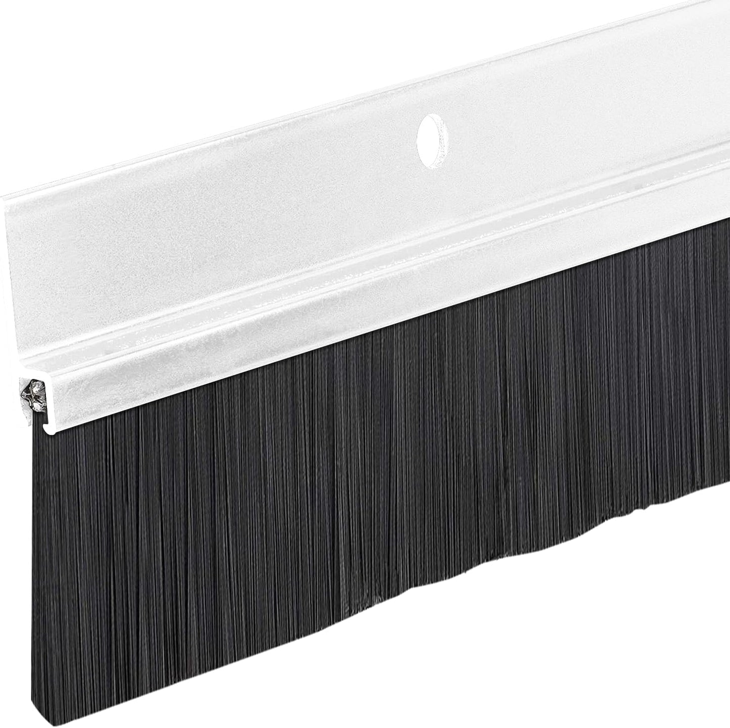 Heavy Duty Brush Door Sweep – 48" Long Brown Draft Stopper | Aluminum Holder with 2" Polypropylene Bristles | Weather Stripping Door Bottom Seal for Exterior & Interior Doors