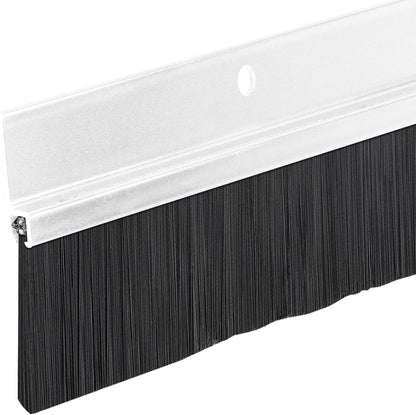 Heavy Duty Brush Door Sweep – 48" Long Brown Draft Stopper | Aluminum Holder with 2" Polypropylene Bristles | Weather Stripping Door Bottom Seal for Exterior & Interior Doors