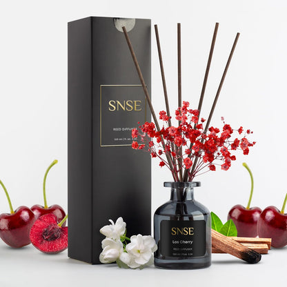 SNSE Tobaco & Vanilla with Flowers Perfumed Reed Diffuser Set | 3.38 oz Scent Fragrance Oil Diffuser for Bedroom, Bathroom, Home Décor and Gift, Decorative Air Fresheners with Sticks