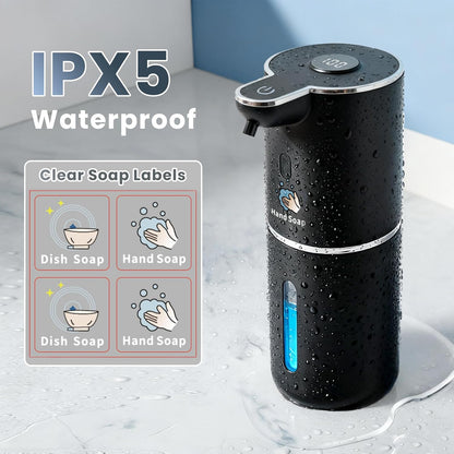 Automatic Soap Dispenser, Touchless Liquid Soap Dispensers, USB Rechargeable, 6-Level Adjustable Volume Control, 12.8oz/380ml, Wall Mount for Kitchen, Bathroom, Free Stickers (Gold)