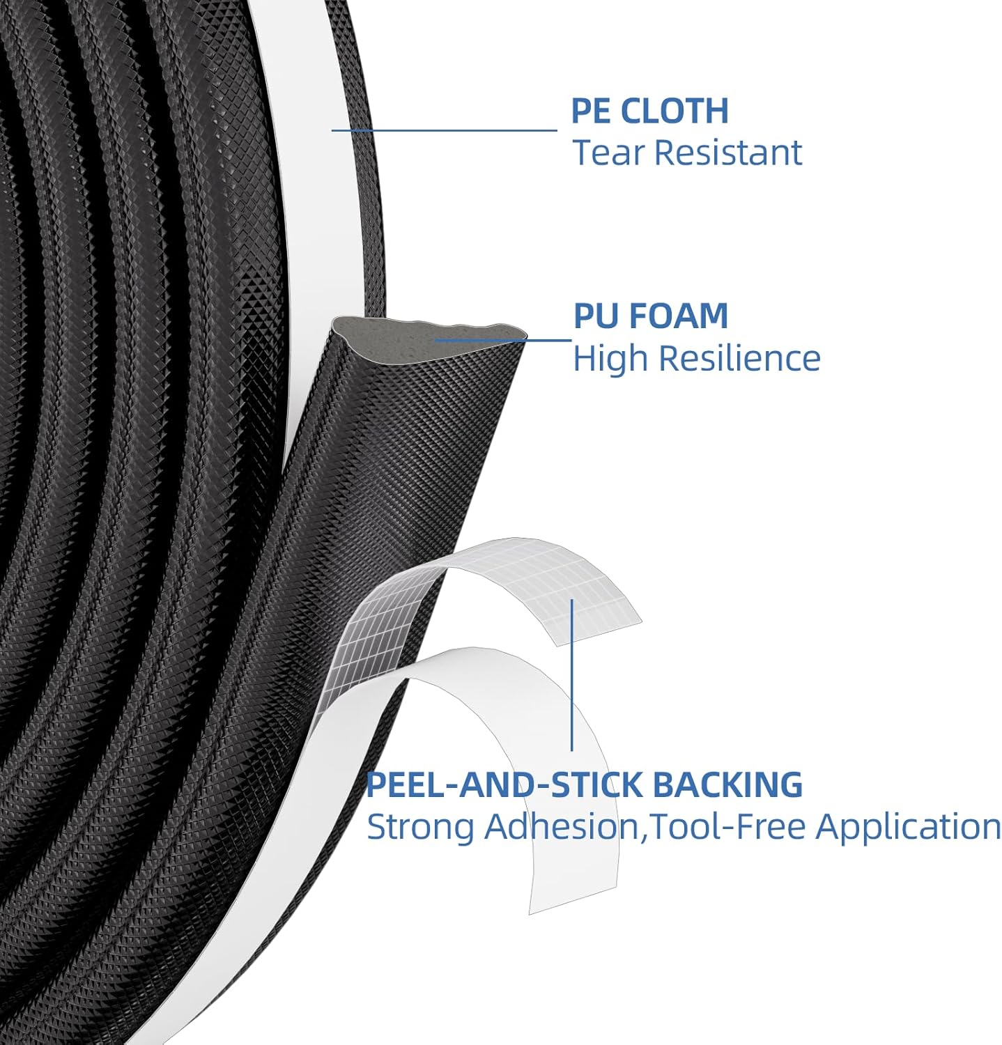 118”Wedge Weather Stripping Door Seal Strip for Door Frame,Self-Adhesive Window Insulation for Winter,Dark Foam Gap Filler for Light Noise Blocker,Front Exterior Door Side Draft Stopper,White