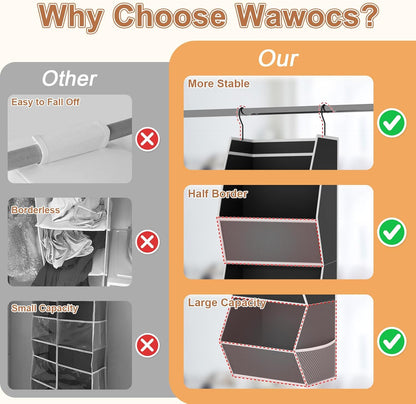 Hanging Closet Organizer 4 Shelf Collapsible Bedroom Closet Organizers and Storage Hanging with Mesh Pockets for Clothes, Fabric Hanging Storage Bins for Wardrobe Closet Organization and Storage, Grey