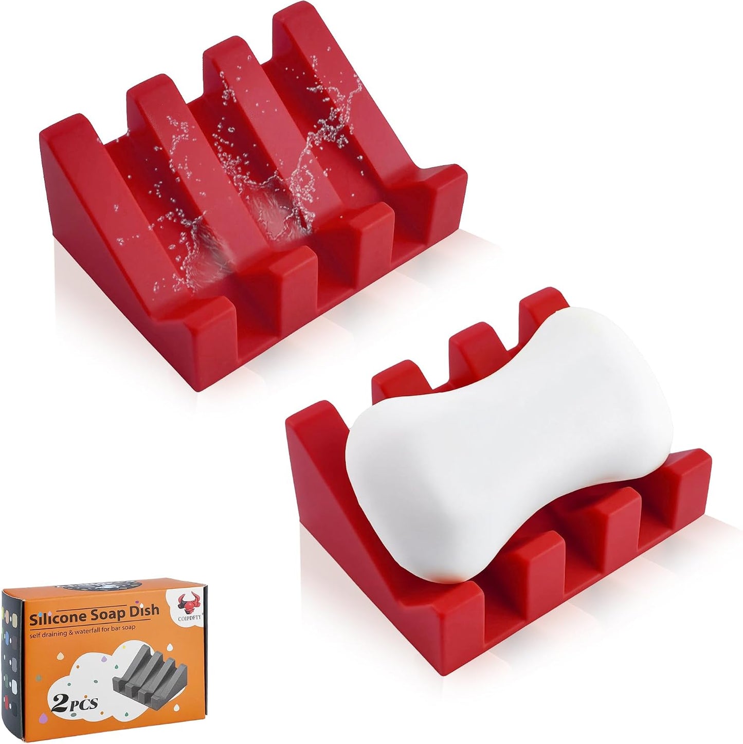 Self Draining Soap Dish Holder,Silicone Soap Dish,for Bathroom,Kitchen, Sponges，Can Extend Soap Life，Keep Soap Bars Dry and Easy Cleaning (White,1-Pack) - Colors A
