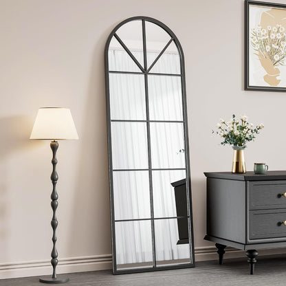 OGCAU Floor Full Length Mirror, 56"x20" Arched Full Body Mirror, Hanging or Leaning, Standing, Wall Mounted with Aluminum Frame for Bedroom Living Room, White