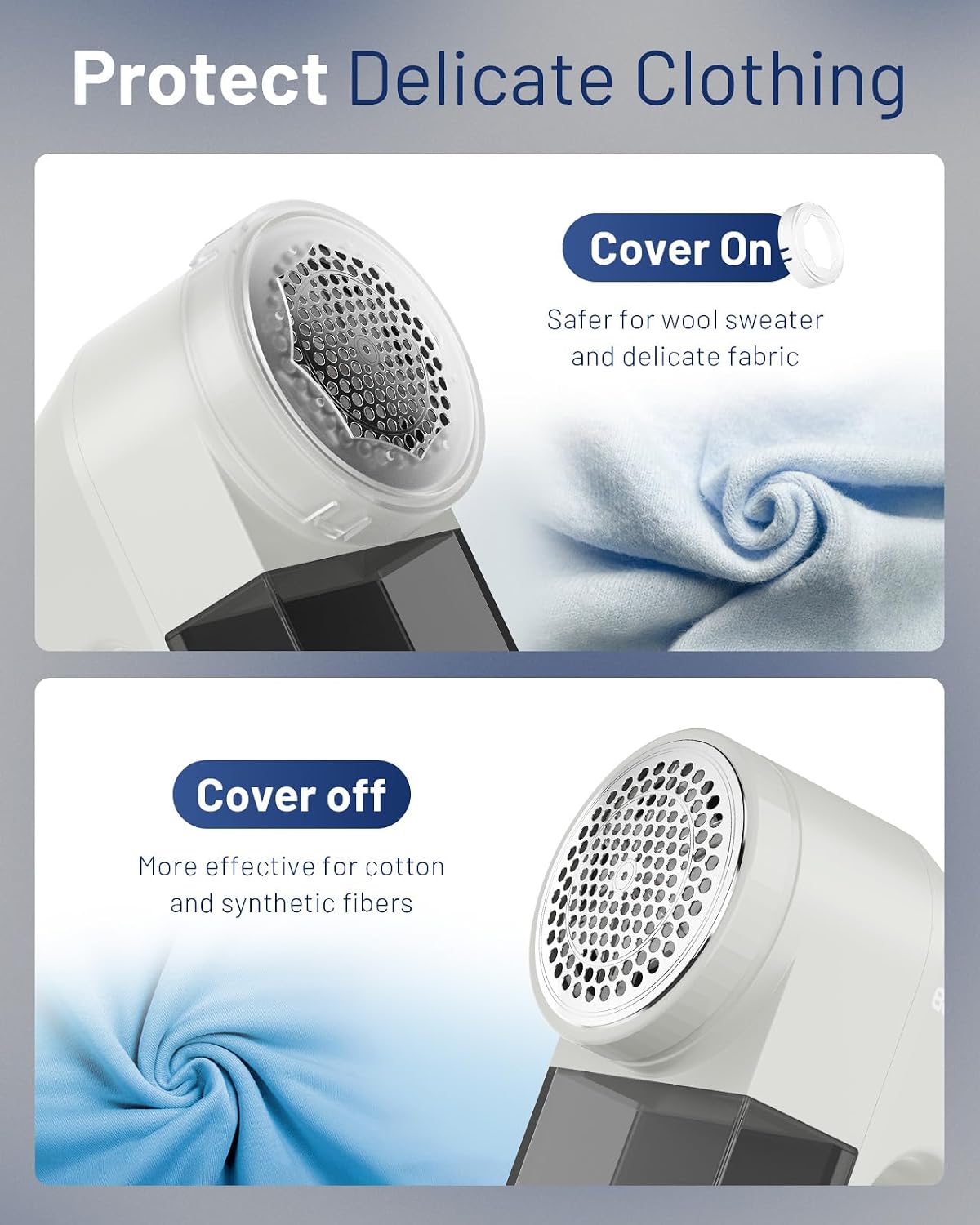 BEAUTURAL Fabric Shaver, Rechargeable Lint Remover, Electric Portable Sweater Defuzzer with 3 Speeds, 6 Leaf Blades, Digital LED Display, Remove Pilling for Clothes, Furniture, Sweater, Couch, Blanket