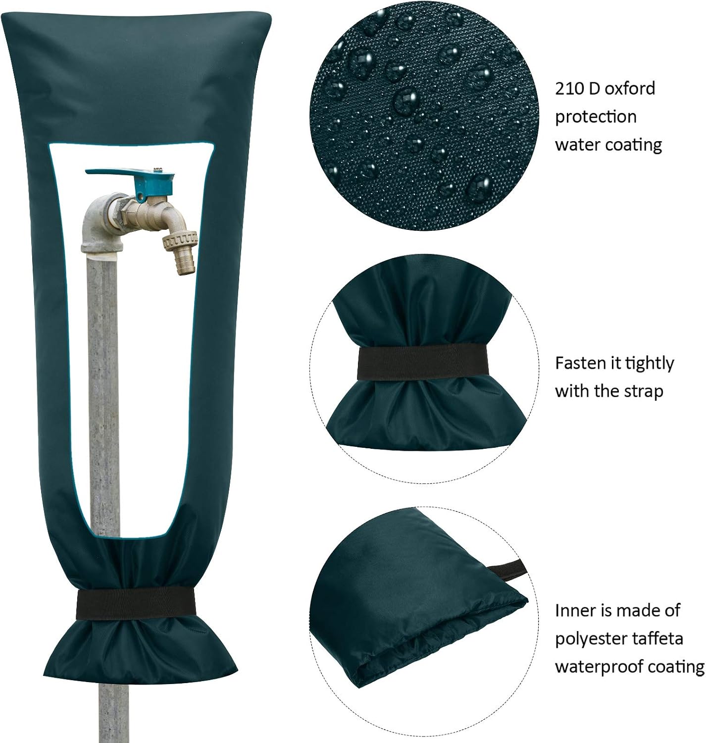 Frienda Outdoor Faucet Cover for Winter Freeze Protection 25'' x 10'' Winter Outside Large Backflow Preventer Insulation Spigot Hose Bib Cover for Garden Lawn Faucet Yard Hydrant(Green,2 Pieces)