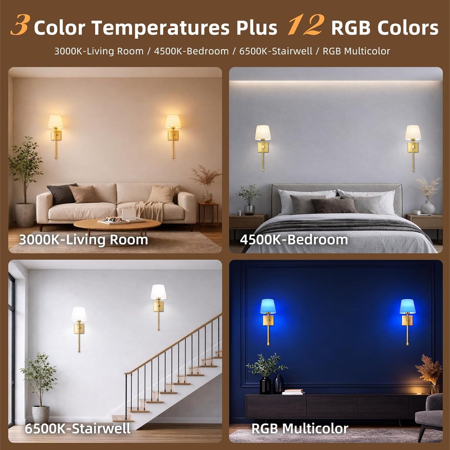 Rechargeable Battery Operated Wall Sconces Set of 2, Black Wireless Fabric Shade Wall Sconce with Remote Control, Dimmable RGB Color Changing Wall Lamp for Bedroom Living Room Hallway, 20.47" Tall