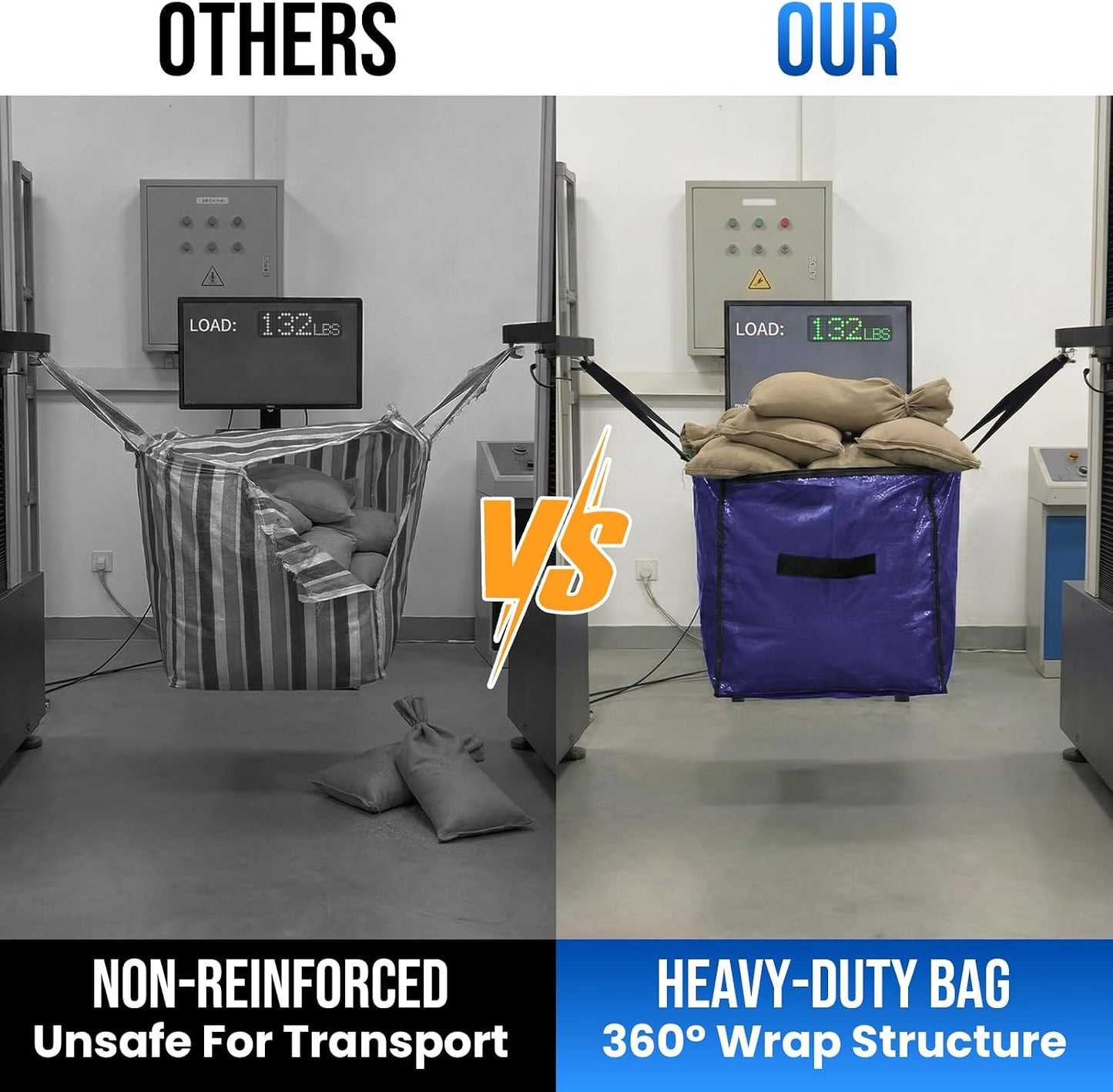 TAILI Extra Large Moving Bags, 4 Pack Blue Heavy Duty Totes For Storage with Visible Window, Wrap Around Handles, Storage Bags for Space Saving, Alternative to Moving Boxes