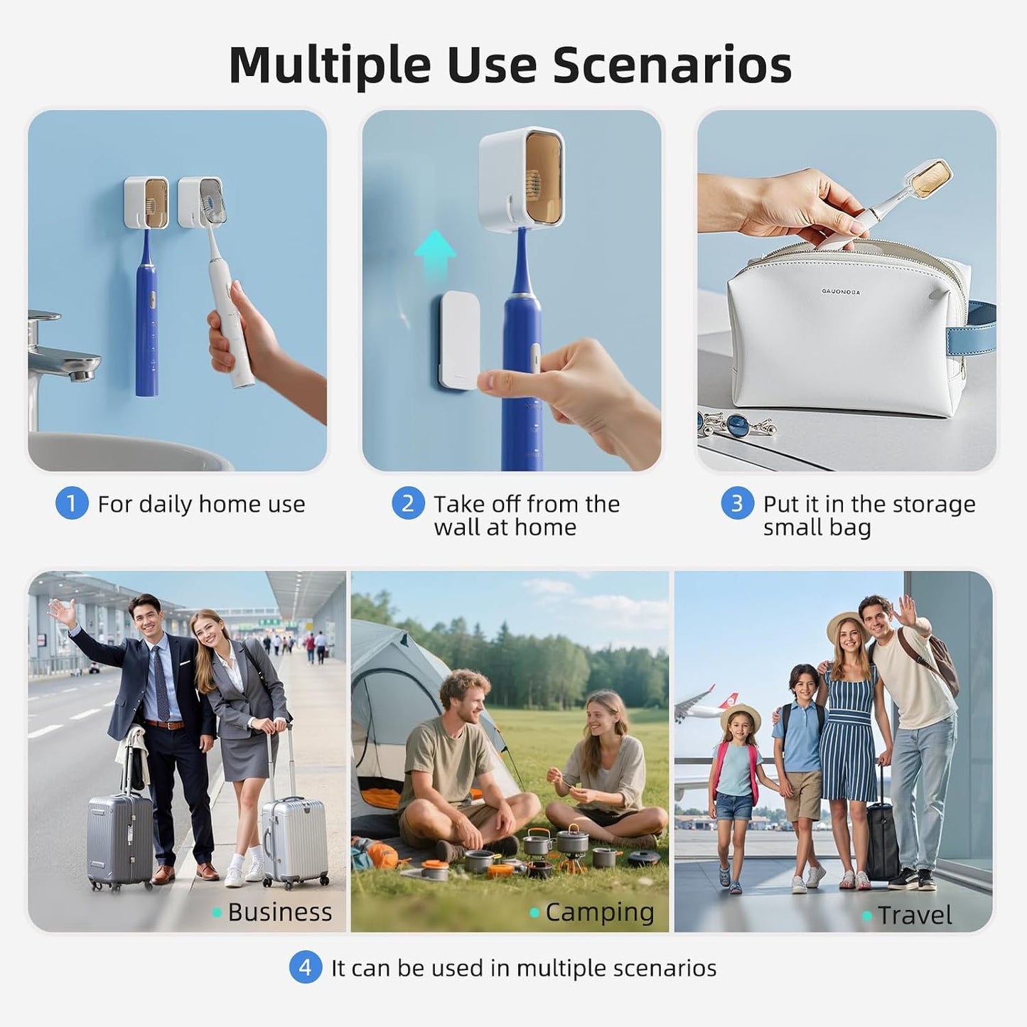 Travel Toothbrush Cover 2PCS,【Innovative Band Design】 Stay Closed Electric Toothbrush Covers Caps, Toothbrush Head Cover for Travel, Camping,Bathroom, Business