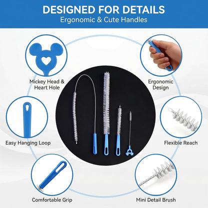 Flexible Drain Cleaning Brush Set, Long Pipe Cleaner for Kitchen Sink, Shower, Tub Hair Clogs, White, 4 Pack