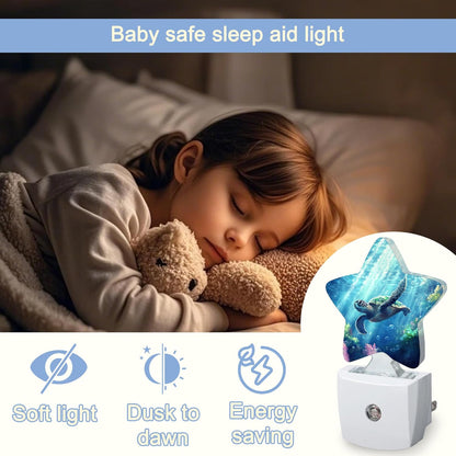 Lavender Butterfly Nightlight,Summer Flowers Star Night Lights Plug into Wall Decorations for Bedroom Bathroom,Dusk to Dawn Sensor Kitchen Hallway Stairs Energy Efficient Desk Lamp