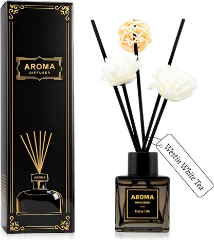 Reed Diffuser Set, 1.7 fl oz Scent Diffuser with Sticks, Freesia Scent for Bathroom Accessories Shelf Decor, Air Fresheners for Home, Home Fragrance Products, House Office Room Decor Aesthetic Gift