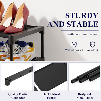 Kitsure Shoe Rack - Non-Woven Shoe Rack Shelf, Shoe Organizer for Closet, Entryway, Garage & Corridor, Stackable Shoe Shelves, 27.5" Wide - 3 Tier, Black