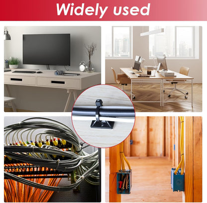 smseace 360Pcs Strong Back-Glue Self Adhesive Black Cable Zip Tie Mounts Kit with 6inch Zip Ties and Screws, UV Protection Outdoor Sticky Wire Fasteners Cable Clips Management
