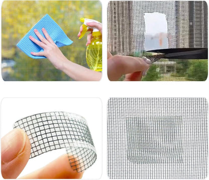 Self Adhesive Net Mesh Repair Tape Window Screen Repair Tape Door Fix Patches Anti Insect Fly Mesh Broken Hole Replacement Insect Fly Repair Mesh Net
