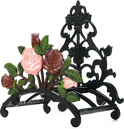 Sungmor Cast Iron Heavy Duty Garden Hose Holder - Decorative Hand-Painted Sunflower Wall Mounted Water Hose Hanger - Wall Decoration Hanging Hose Rack - Hose Reel Storage Butler - Metal Hose Stand