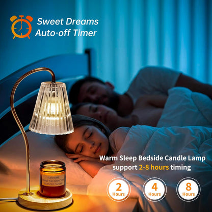 Elenhome Candle Warmer Lamp with Adjustable Height, Stepless Dimming Function-Home Decor Lamp, Metal Candle Lamp for Jar Candles, No Flame Scented Candle Warmer with 2 Bulbs (Black)