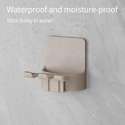 2 PCS Self-Adhesive Toothbrush Holders Wall Mounted, Water Proof Toothbrush Hook, 3 in 1 with Toothbrush Hanger Toothpaste Holder and Gargle Cup Holder for Bathroom Shower (White)