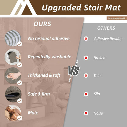 COSY HOMEER Stair Treads Non-Slip Carpet Stair Treads for Wooden Steps, Indoor Stair-Runner Rugs for Kids Elders & Pets 28"x9" (4Pc, Dark Gray)