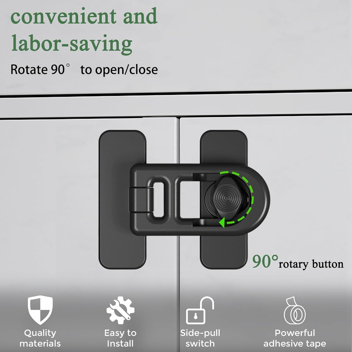 5 Pack Baby Proofing Cabinet Locks – No-Tool Adhesive Child Proof Refrigerator Lock, Oven Lock Child Safety, Fridge Lock, Dishwasher, Drawers & Cabinets | Strong Hold, Easy to Install (Black)