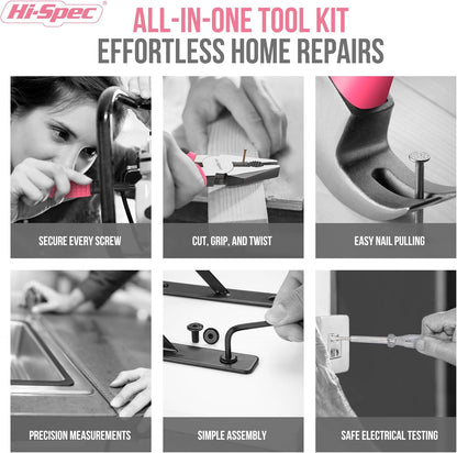 Hi-Spec Tool Kit Yellow 20pc. Small Tool Kit for Home DIY & Office Repairs. Compact and Lightweight Essential Tools in a Portable Book-Sized case.