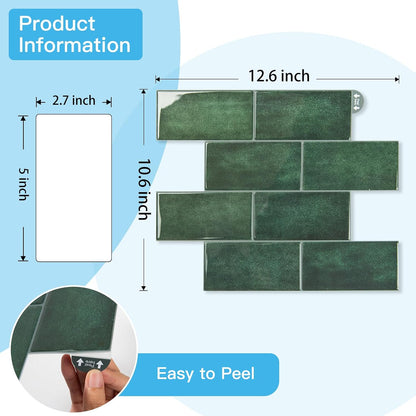 Art3d Peel and Stick Backsplash, 10-Pack Thickened Stick on Subway Tiles, Faux Ceramic Tiles for Kitchen, Bathroom, Black