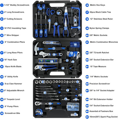 Prostormer 269-Piece Tool Set, Complete Tool Kit for Home, Auto and Mechanics Repair, General Household Hand Tool Box with Drawer for Men & Women (Blue)