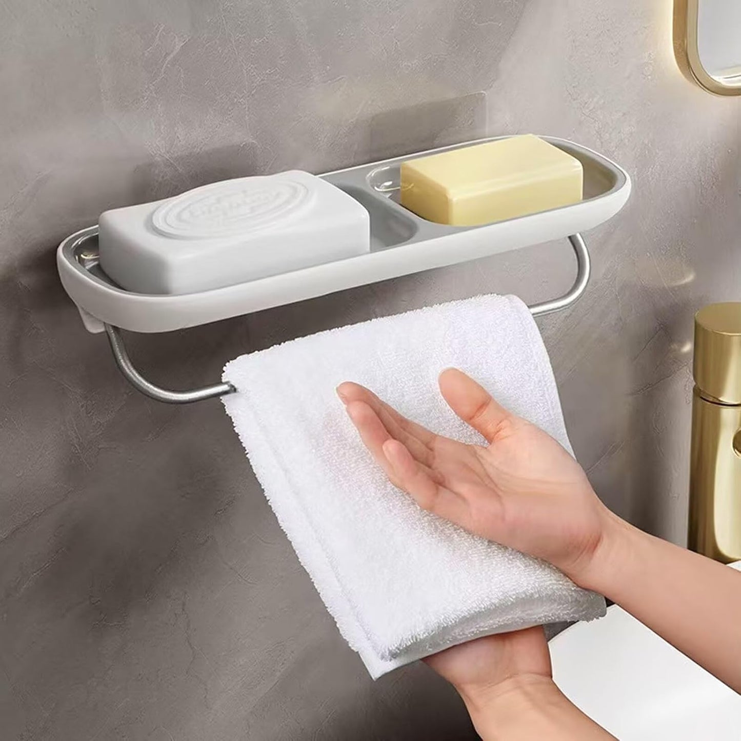 Soap Holder Dish Shower, Bar Soap Holder with Drainage, Self Draining Soap Holder, Wall Mounted Soap Box Tray Container for Bathroom, Bathtub Kitchen Sink (1PC White)