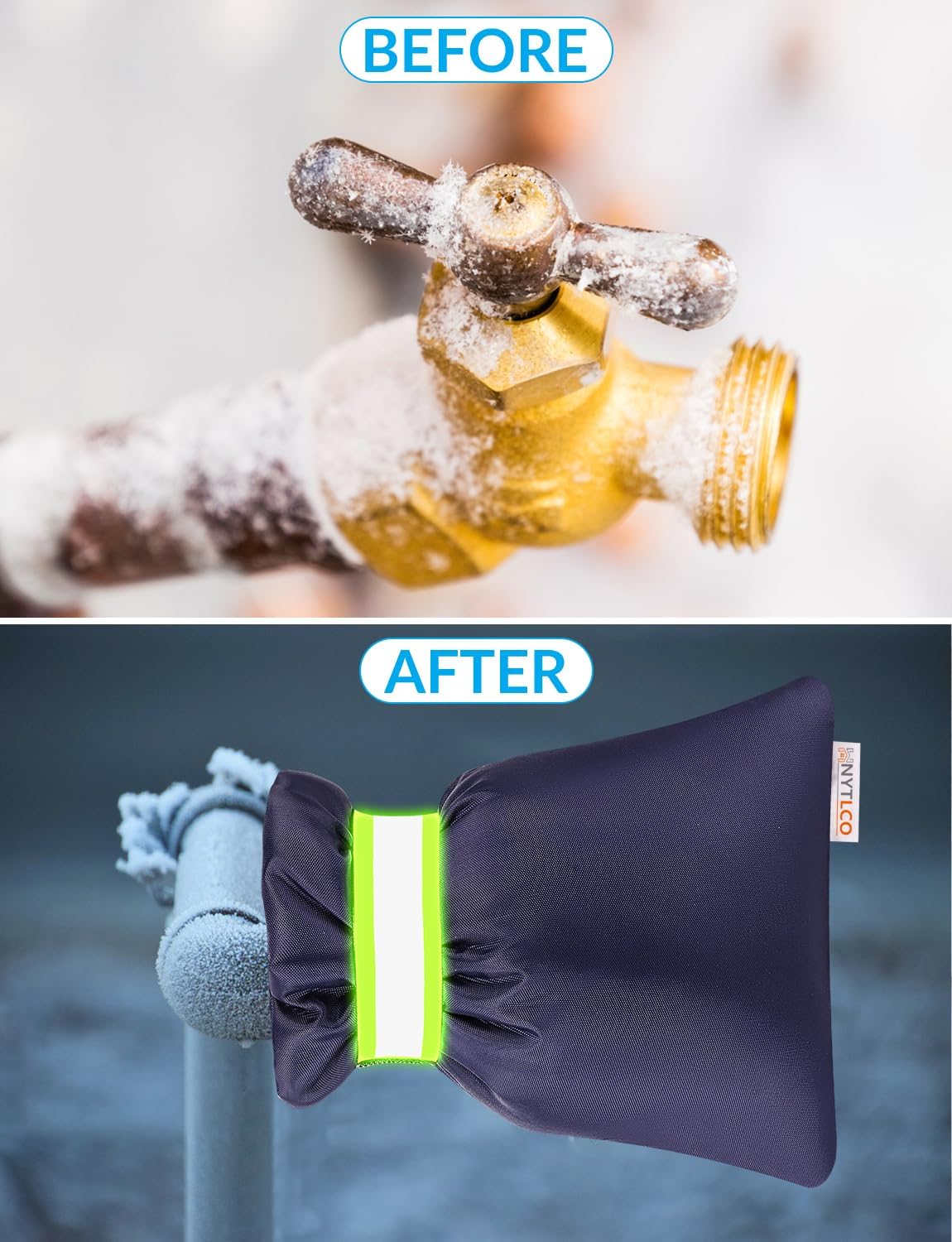 2Pack Outdoor Faucet Covers for Winter,8.3" H x 6.7" W Hose Bib Covers for Winter Freeze Protection, Outside Spigot Cover Insulated Waterproof Water Pipe Protector (Black-2Pack)