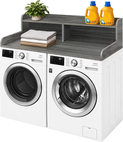 Royxen Laundry Countertop with Storage Universal Fit, Washer and Dryer Countertop with Shelf, Laundry Room Storage, 2-Tier Shelf (Walnut)
