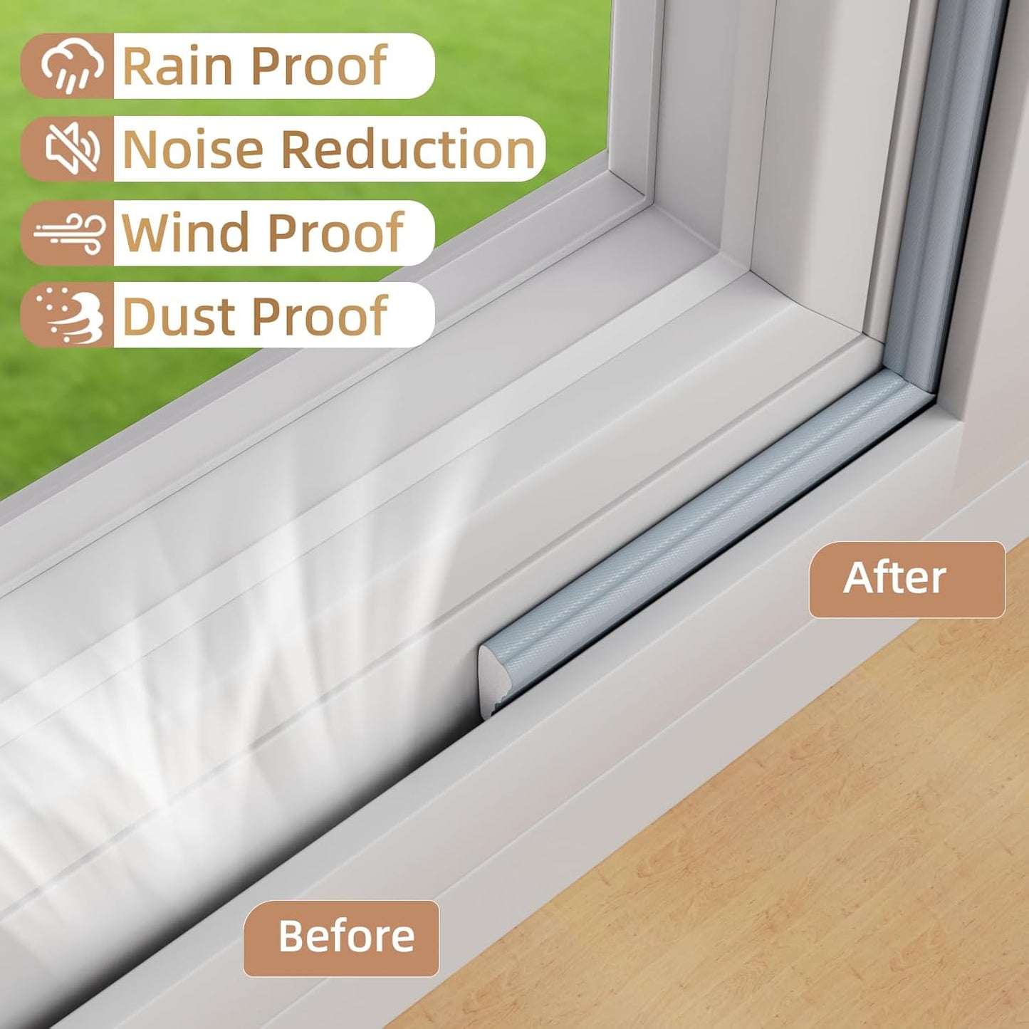 118” Wedge-Shape Foam Window Weather Stripping Door Seal Strip,Soundproofing Frame Winter Insulation Tape for Exterior Front Door,Noise Cancelling Window Inserts,Door Gap Filler Light Blocker,White