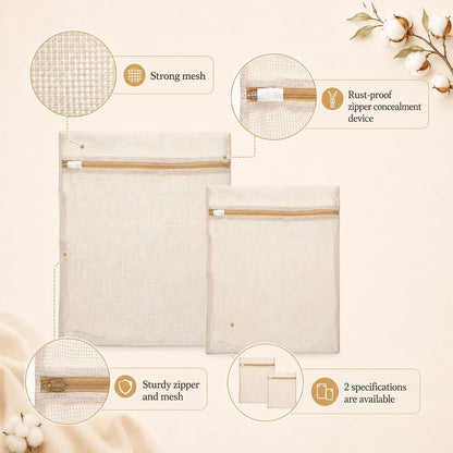 12 Pcs Organic Cotton Mesh Laundry Bags for Delicates | 6 Large & 6 Medium Size Durable Mesh Wash Bags with Sturdy Zipper and Breathable Mesh for Underwear, Clothes, Shoes, Socks