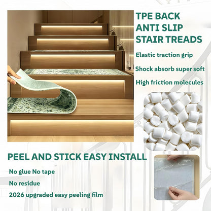 Stair Treads for Wooden Steps, Non Slip Stair Treads Carpet Indoor Residue Free Peel and Stick Washable Stair Covers, Safe for Dogs Kids Elders, Moroccan Beige, 8x30 inch, 1 Pack
