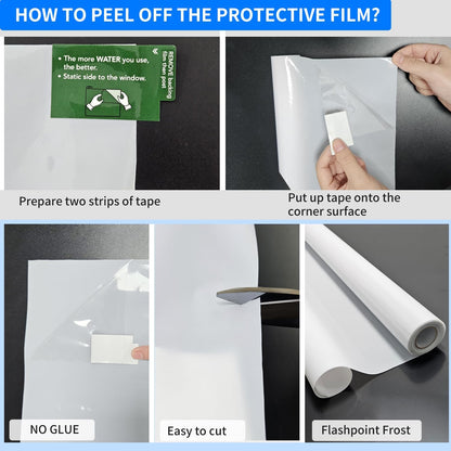 Frosted Window Film, Removable Glass Door Privacy Film, Suitable for Bathrooms, Offices, Static Cling Decorative Film, Reusable Window Stickers (Pure, 17.5X78.7 Inch)