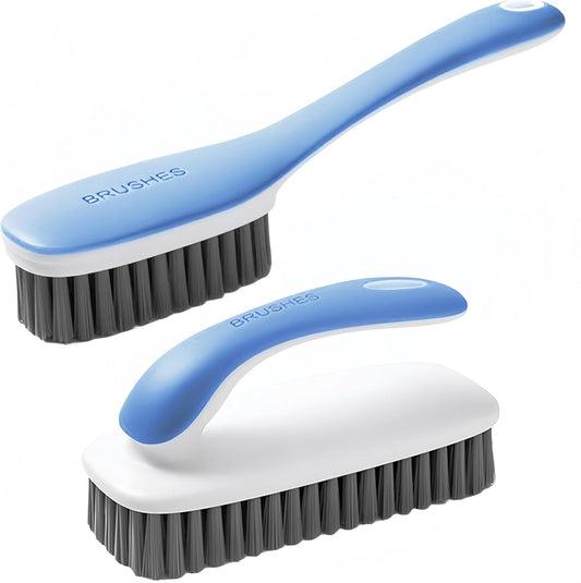 Scrub Brush for Stains-2 Pack Fabric Cleaning Brush,Laundry Stain Remover Brush,Clothes Scrub Brushes Cleaner Soft Bristle Scrubbing Brushes Household Cleaning for Carpet Clothes Bags & More (Gray)
