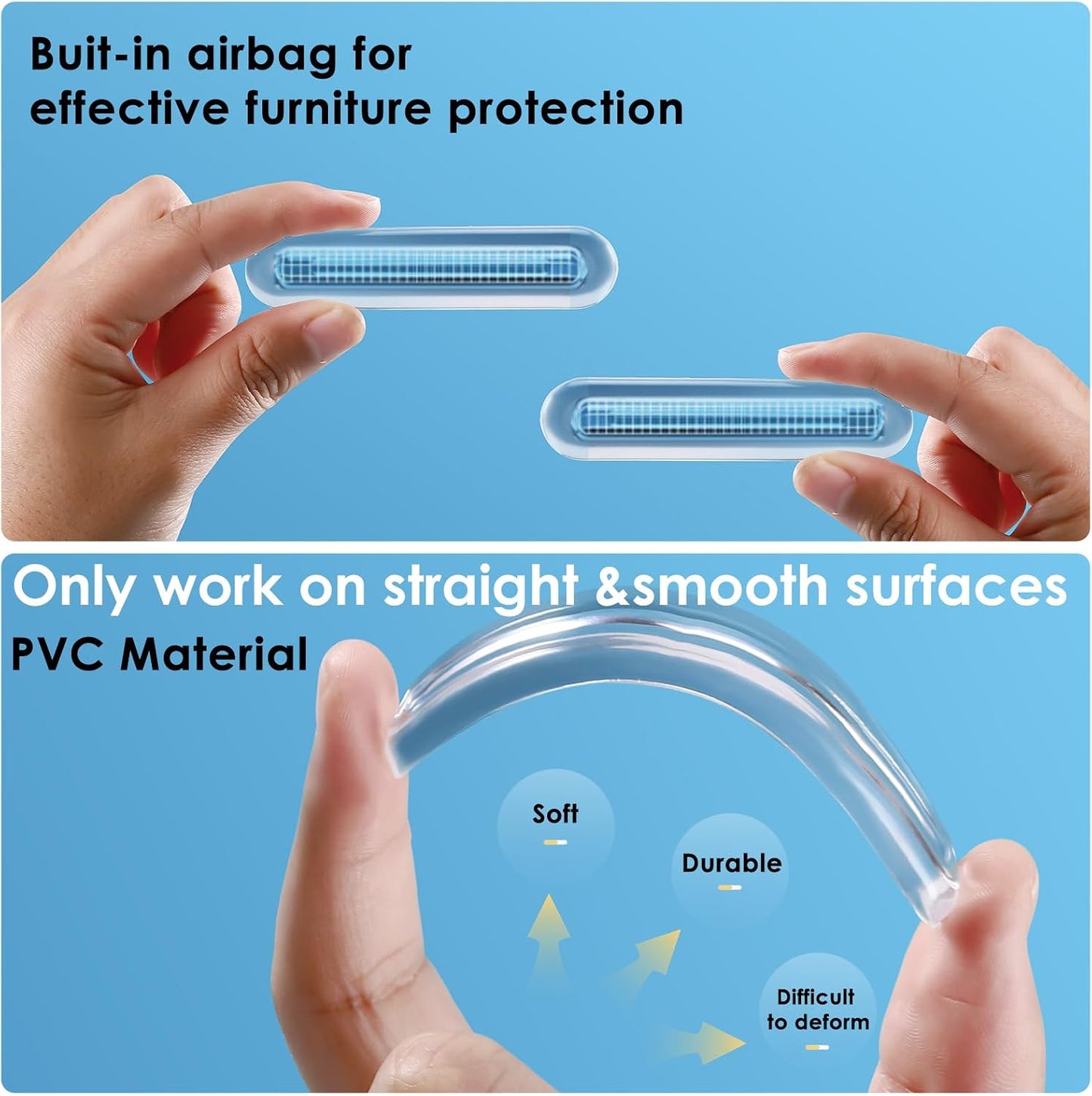 4PCS Long Furniture Bumpers - Wall Protector Guards, Fridge Door Stopper, 5.5x0.7x0.2inches